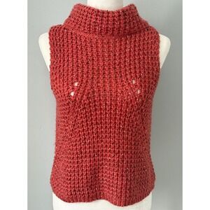 Bishop + young Burnt Orange Chunky Knit Cowl Neck Sleeveless‎ Sweater Size L